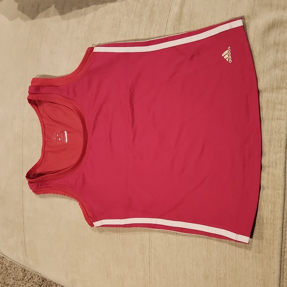Adidas Athletic Tank Top Hot Pink Stripes Muscle Tee Size M - Picture 1 of 4